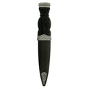 Celtic Pattern Top Sgian Dubh featuring full cast Pewter Mounts and a Matt Antique Finish.