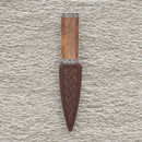 Torridon Red Shisham Sgian Dubh with Plain Top featuring a hand-carved red shisham handle, Celtic pewter mounts, and a stainless steel blade in a stylish black presentation box.