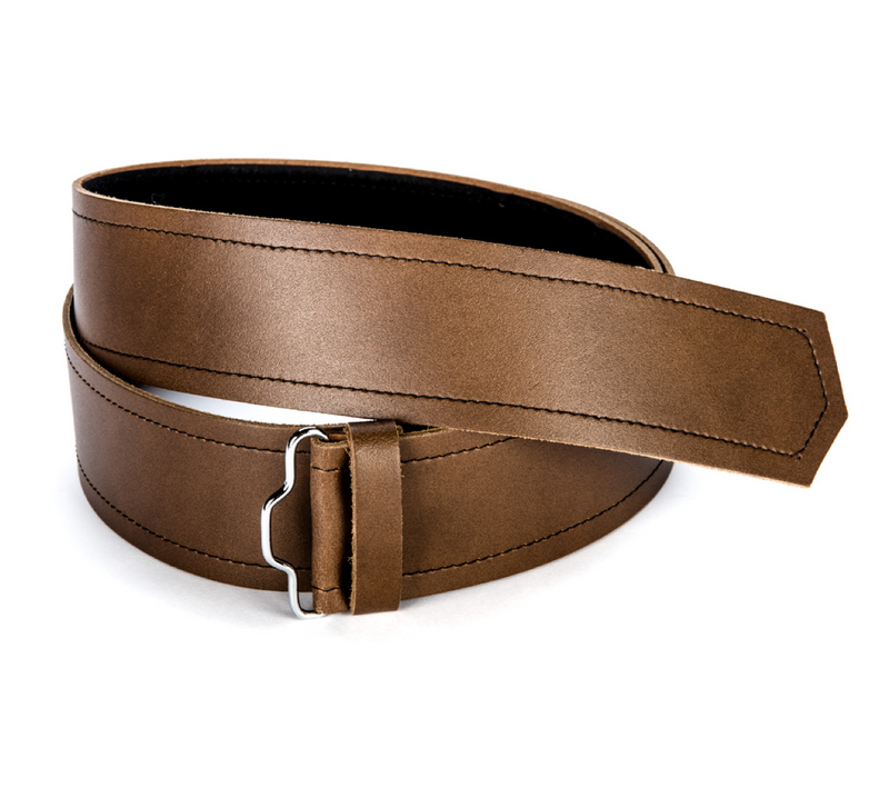 Brown Leather Velcro Kilt Belt - Norwood