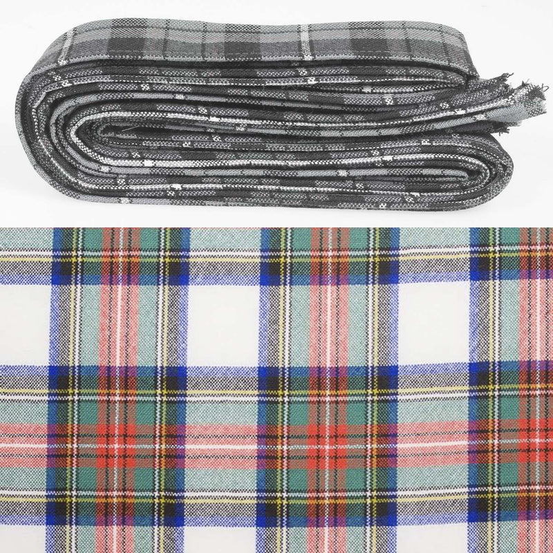 Wool Strip Ribbon in Stewart Dress Ancient Tartan - 5 Strips, Choose Your Width