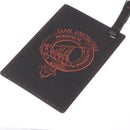 Anstruther Clan Crest Engraved PU Leather Luggage Tag, personalized travel accessory, showcasing clan pride with durable design.