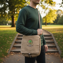 Canvas Messenger Bag with Embroidered Crest
