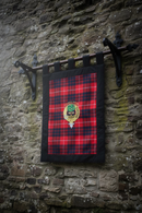 Embroidered Clan Crest Wall Hanging/Banner on Tartan
