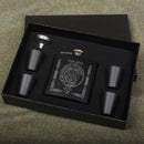 Boyle Clan Crest Engraved 6oz Matt Black Hip Flask Gift Set with Cups and Funnel