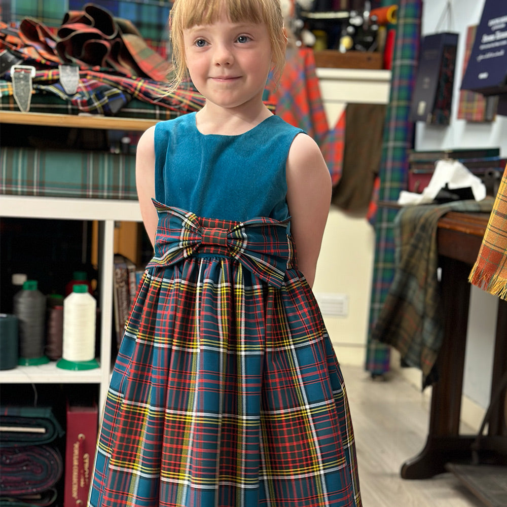 Girls Custom Tartan Velvet Dress (2-10)