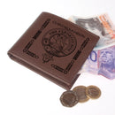 Farquharson Clan Crest Real Leather Wallet showcasing luxuriant leather and personalized clan crest design.