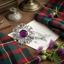 Antique Scottish Thistle Plaid Brooch