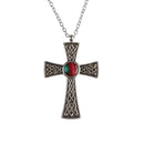 Heathergems Celtic Cross Pendant with embossed design and central heathergem, handcrafted in Scotland, celebrating Scottish art and culture.