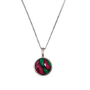 Heathergems Circle Silver Pendant showcasing a unique handmade design, crafted from hand-harvested heather and set on a Hallmarked sterling silver chain, perfect as a personal gift.