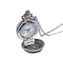 Close-up of the Heathergems Ladies Pendant Watch showing the handcrafted details and 30 inch plated chain, perfect for accessorizing any outfit.