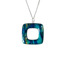 Heathergems Open Square Pendant handmade from hand-harvested heather, featuring unique colors and set in sterling silver, perfect for gifts or personal wear.