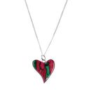 Heathergems Quirky Heart Pendant featuring a unique design with a sterling silver chain, handcrafted in Scotland from natural heather.