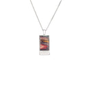 Heathergems Skye Rectangle Pendant featuring a unique heather gem set in handcrafted sterling silver, inspired by the natural beauty of Skye, Scotland.