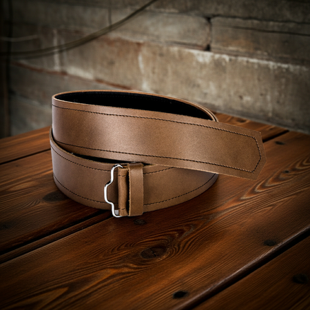 Brown Leather Velcro Kilt Belt