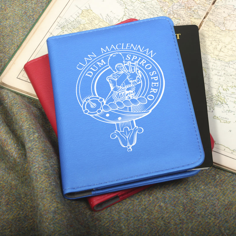 Maclennan Clan Crest Leather Passport Cover