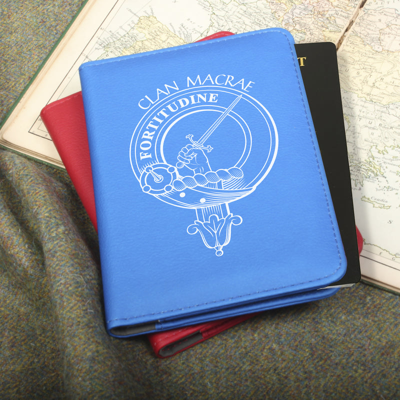 MacRae Clan Crest Leather Passport Cover