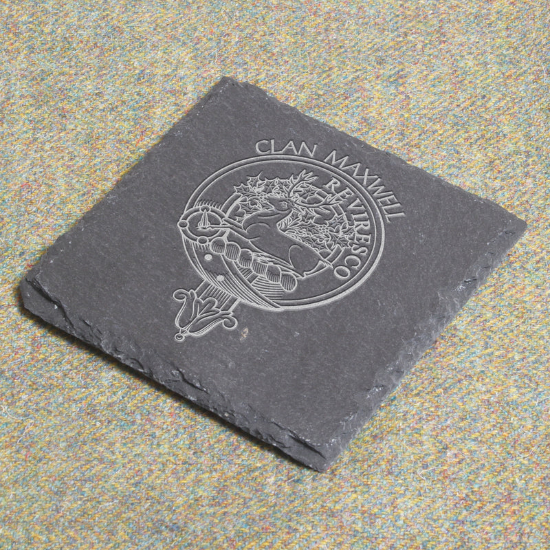 Maxwell Clan Crest Slate Coaster