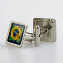 Stylish Monteith Clan Crest Cufflinks in presentation box, showcasing Scottish heritage and craftsmanship.