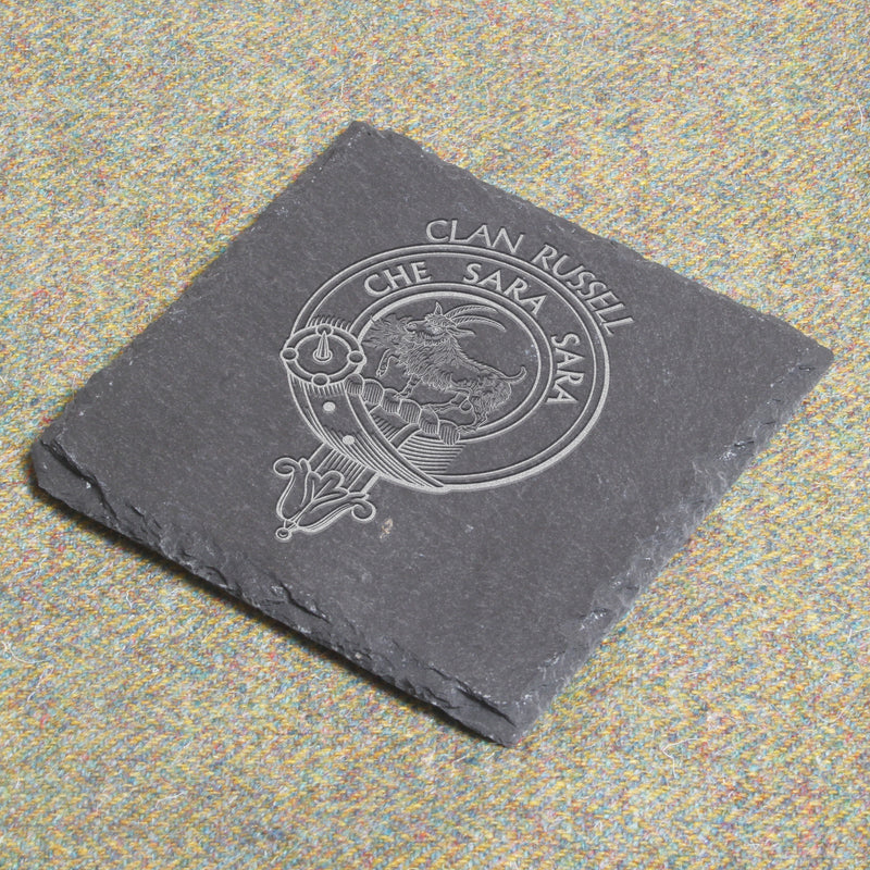 Russell Clan Crest Slate Coaster