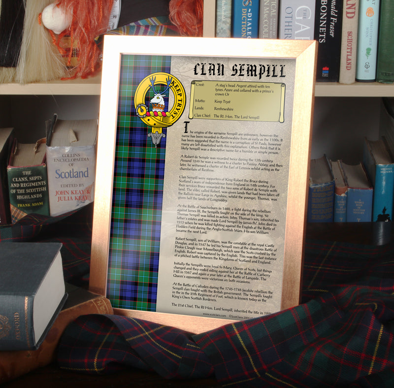 Sempill Clan History Print - Choose Framed or Unframed