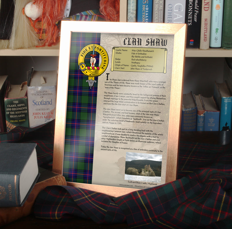 Shaw Clan History Print - Choose Framed or Unframed