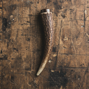 Antler on a worn wooden surface