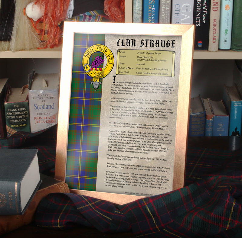 Strange Clan History Print - Choose Framed or Unframed