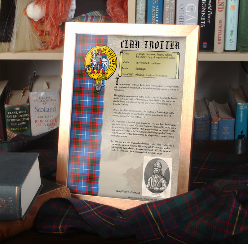 Trotter Clan History Print - Choose Framed or Unframed