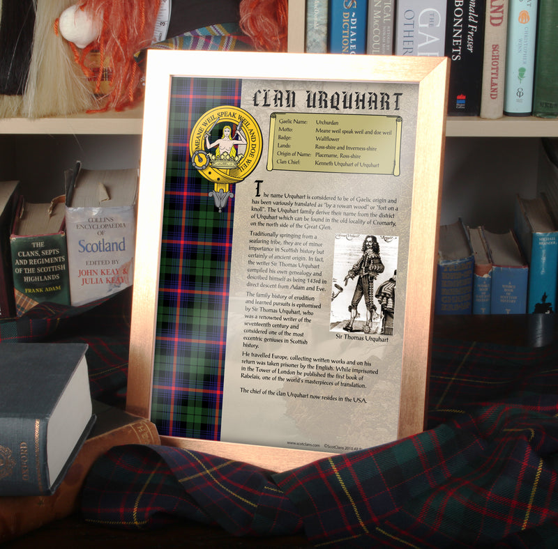 Urquhart Clan History Print - Choose Framed or Unframed