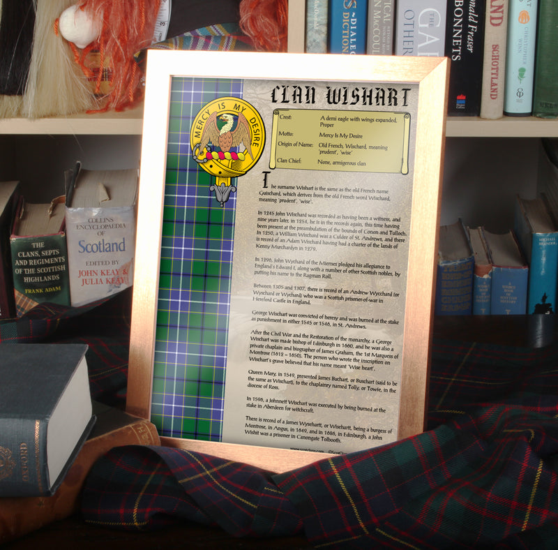 Wishart Clan History Print - Choose Framed or Unframed