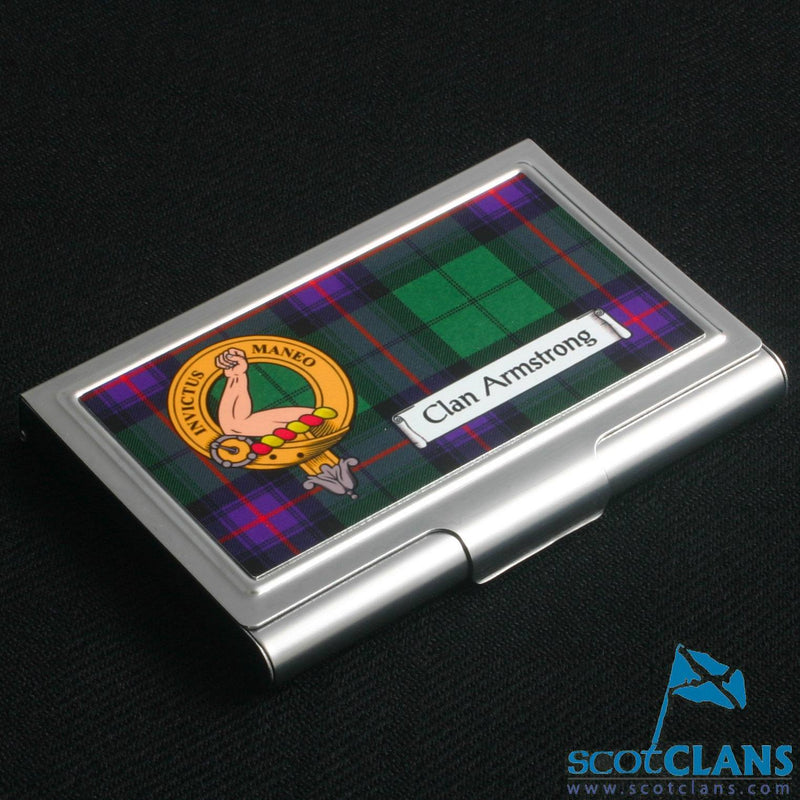 Armstrong Clan Crest and Tartan Business Card Case