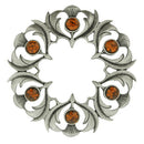 Antique Scottish Thistle Plaid Brooch - Small Stones