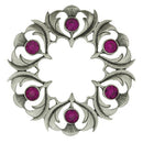 Antique Scottish Thistle Plaid Brooch - Small Stones