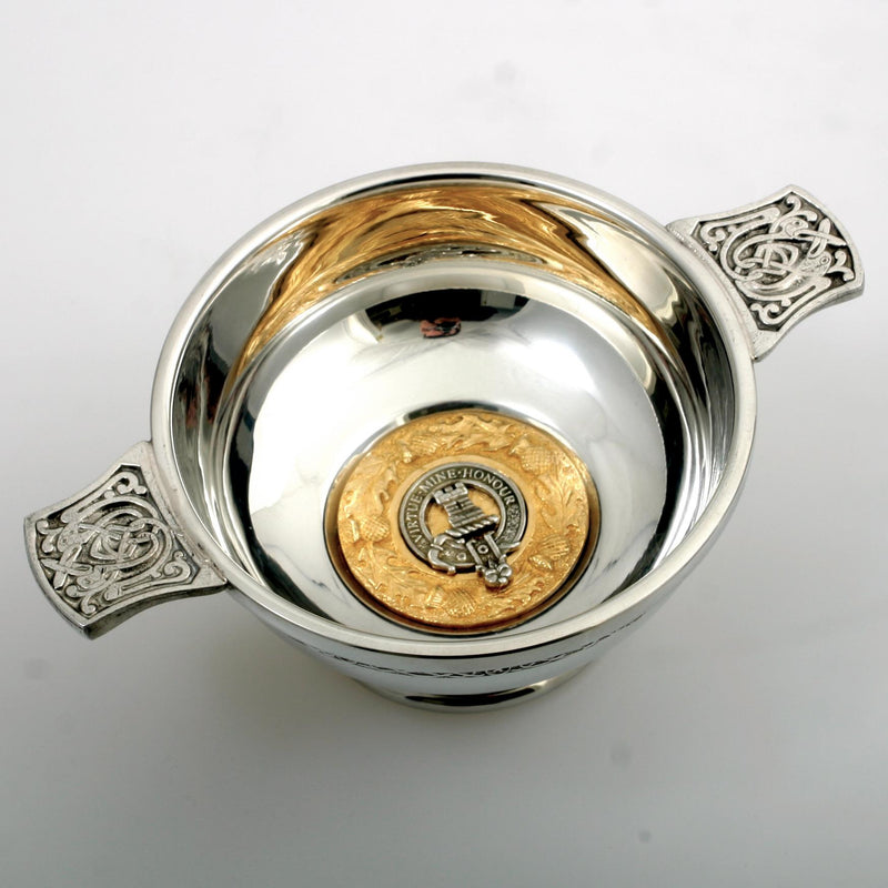 MacLean Clan Crest Quaich with Gold Trim