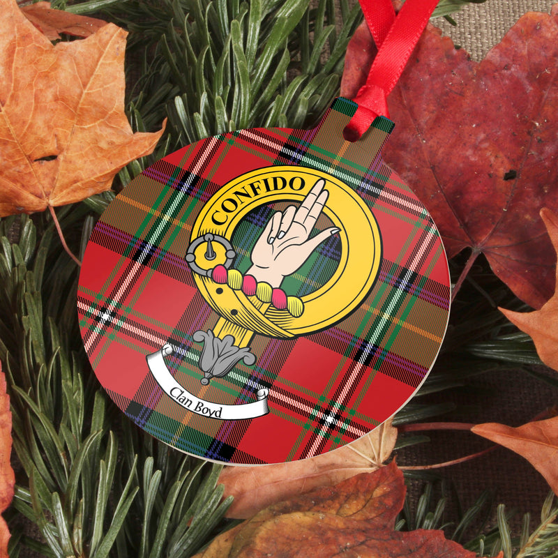 Clan Crest and Tartan Metal Christmas Ornament - 6 Styles Available