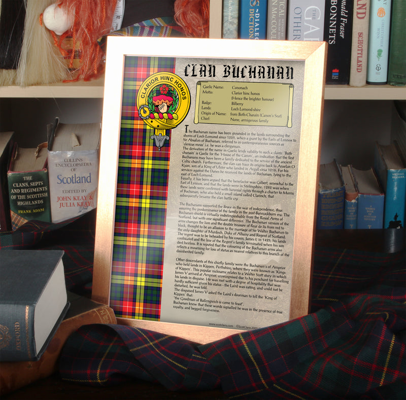 Buchanan Clan History Print - Choose Framed or Unframed
