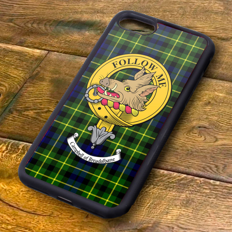Campbell of Breadalbane Tartan and Clan Crest iPhone Rubber Case