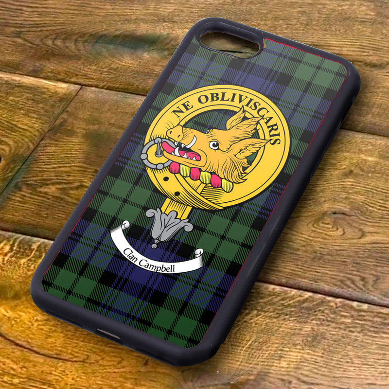 Campbell Tartan and Clan Crest iPhone Rubber Case