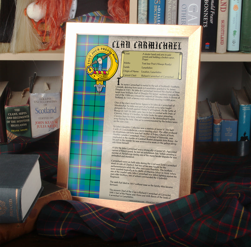 Carmichael Clan History Print - Choose Framed or Unframed