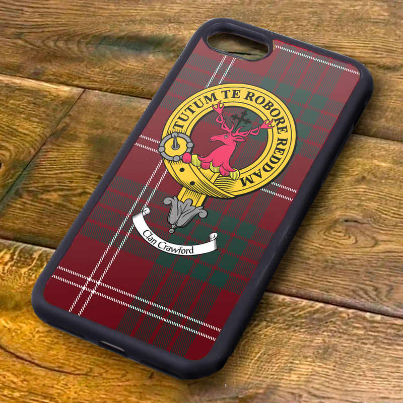 Crawford Tartan and Clan Crest iPhone Rubber Case
