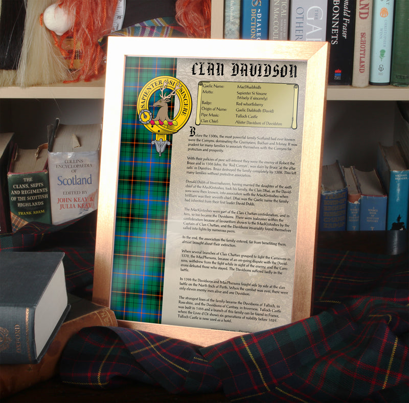 Davidson Clan History Print - Choose Framed or Unframed