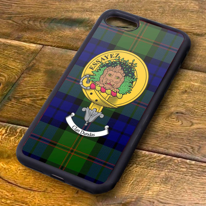 Dundas Tartan and Clan Crest iPhone Rubber Case