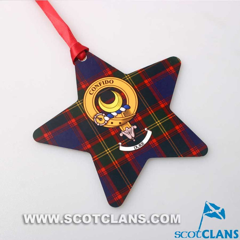 Durie Clan Crest and Tartan Metal Christmas Ornament - 6 Styles Available
