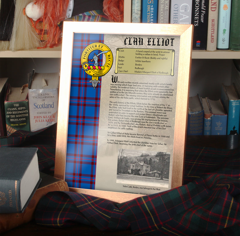 Elliot Clan History Print - Choose Framed or Unframed