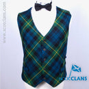 Gordon Modern Tartan Gents Waistcoat handcrafted in Scotland, showcasing premium wool tartan and sleek black satin back, perfect for formal events and everyday elegance.