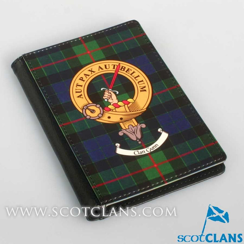 Passport Cover With Clan Gunn Tartan And Crest