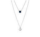 Outlander Inspired Anchor Silver Double Pendant with Sapphire Colour Stone