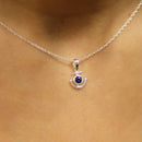 Outlander Inspired Anchor Silver Pendant with Sapphire Coloured Stone