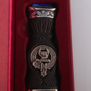 Elegant design of the Cathcart Clan Crest Sgian Dubh showcasing traditional thistle metalwork in pewter.