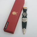 Elegant presentation of the MacDonald Clan Crest Sgian Dubh - Stone Top in a beautiful box, perfect for gifting.